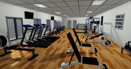 Gym layout example in 3D